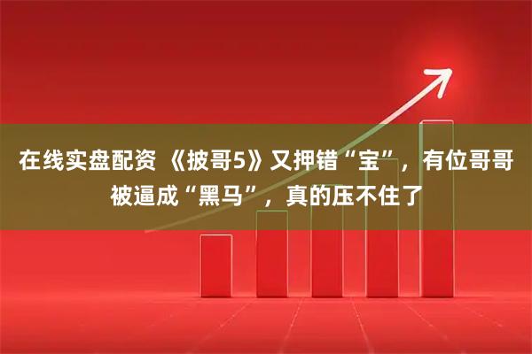 在线实盘配资 《披哥5》又押错“宝”，有位哥哥被逼成“黑马”，真的压不住了
